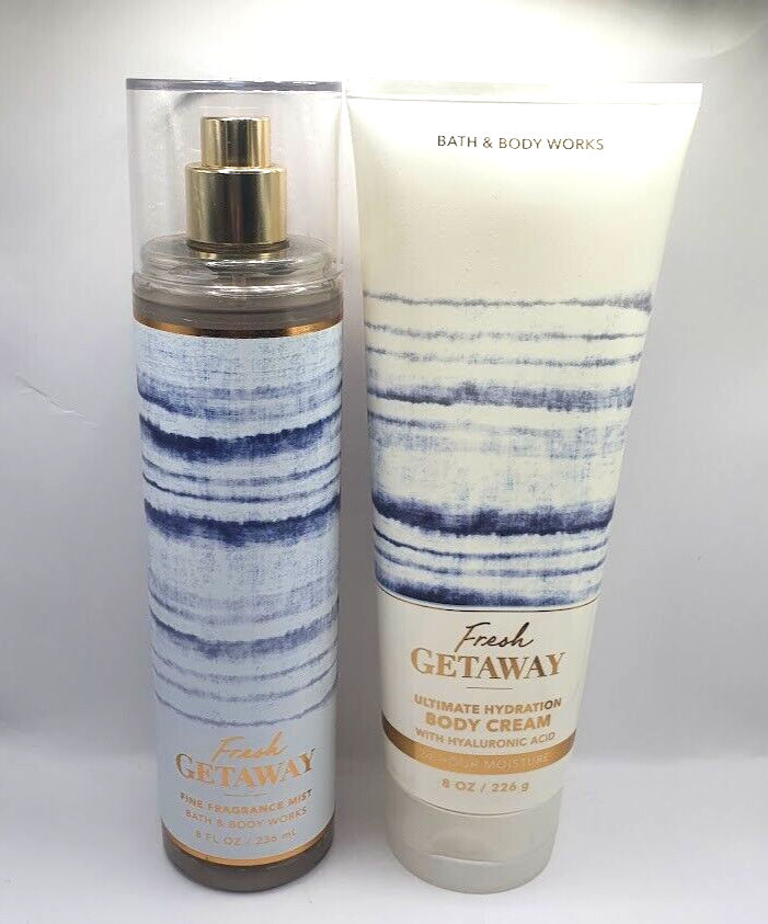 BATH AND BODY WORKS FRESH GETAWAY BODY MIST & CREAM 8 FL OZ EACH