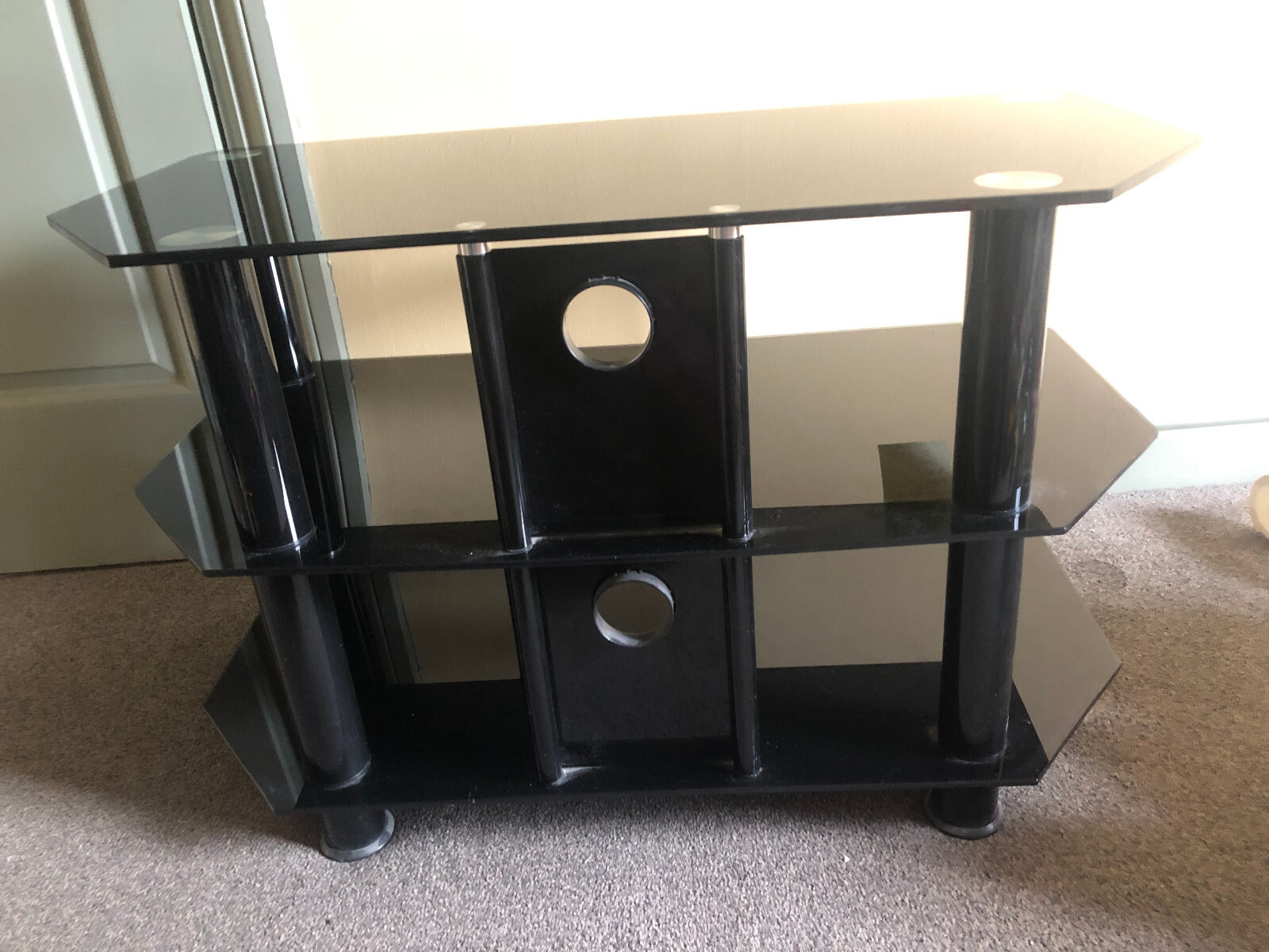 tv stand for 40 inch tv (John Lewis) black glass eBay