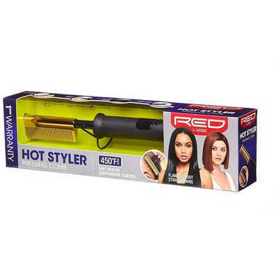Red by Kiss Hot Comb Hair Straightener 450 Degrees, Straight Teeth Electric Heat