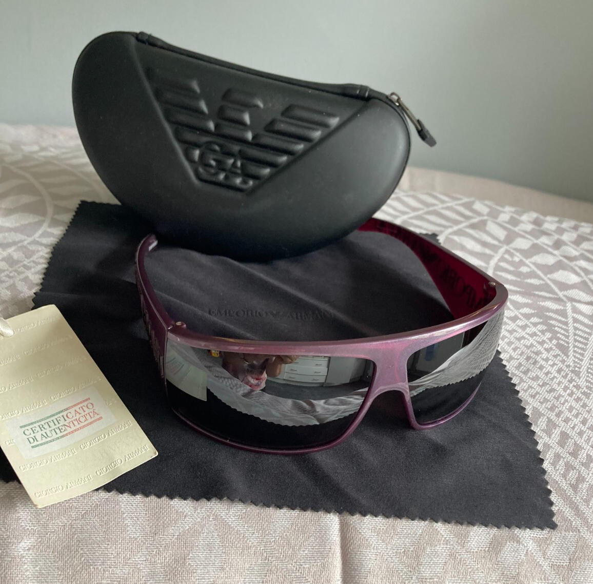 Giorgio Armani Women\'s Deep Burgundy Wrap Sunglasses Giorgio Armani Authentic Red AR8021 5116/13 Sunglasses | eBay main image 4