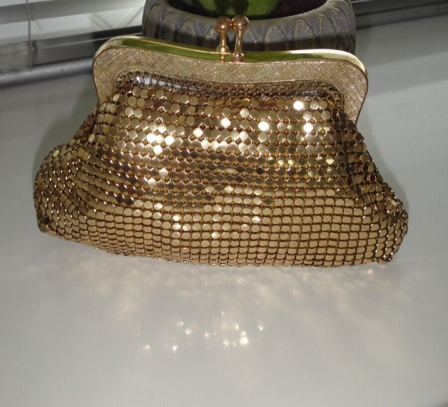 Vintage Chainmail Coin Purse Bag Small Gold Tone Miniature Antique 1920s  Germany