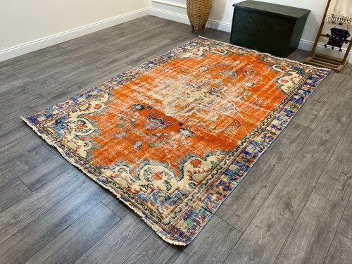 Muted Large Rug, Faded Large Rug, Red Large Rug, Large Rug, 5.9 x 8.7 ft
