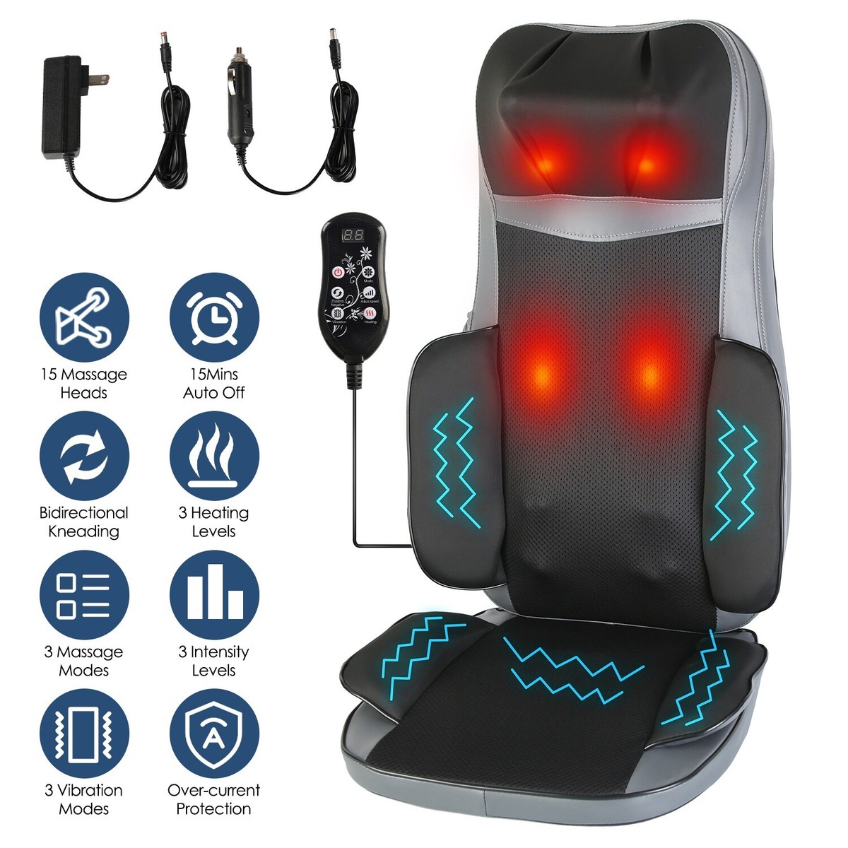 Shiatsu Neck Back Massager W/ Heat Full Body 3D Kneading Massage