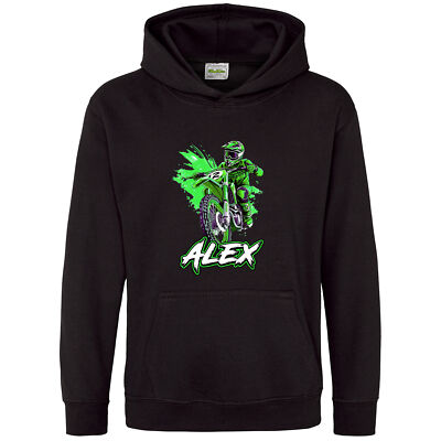 Personalisierter Motorrad Jungen Hoodie Motocross Kinder Custom Dirt Bike Off Roadin...