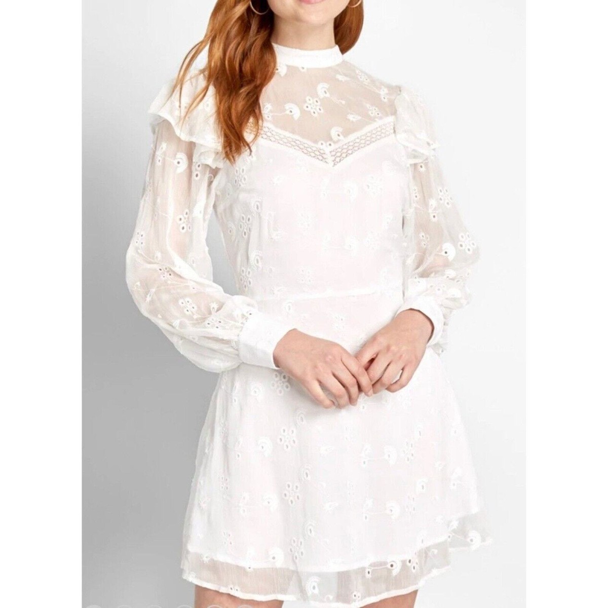 Modcloth Seeing Eye to Eyelet White Lace Dress Size 6 NWT