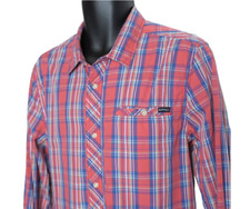 Buffalo David Bitton Mens Plaid Shirt Size Large 100 Cotton Red Blue