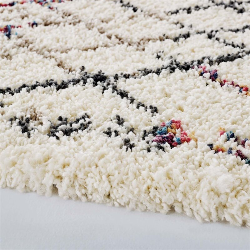 Modway Skadi Polypropylene Rainbow Diamond Shag Area Rug in Multi-Color ...
