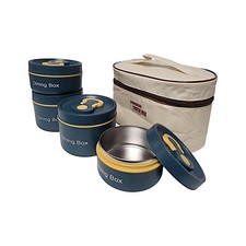 Insulated Lunch Box with Carry Bag Includes 2 Large & 2 Small Steel Containe