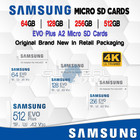 SAMSUNG Micro SD Card EVO 64gb 128gb 256gb 512gb + Plus Adapter lot Fast Phone