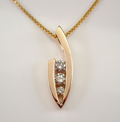 1.17 Ct Round Cut Real Moissanite Three Stone Pendant 14K Yellow Gold Plated