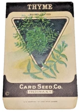 1920s Litho Antique Vintage Card Seed Co. Packet Pack Thyme Unused Herbs Herb