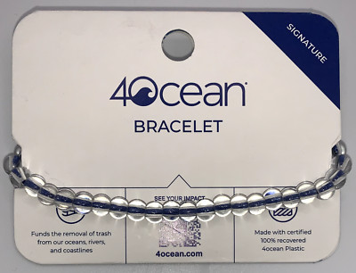 4OCEAN Signature Blue Beaded Bracelet Clear Beads 006706 BOGO!
