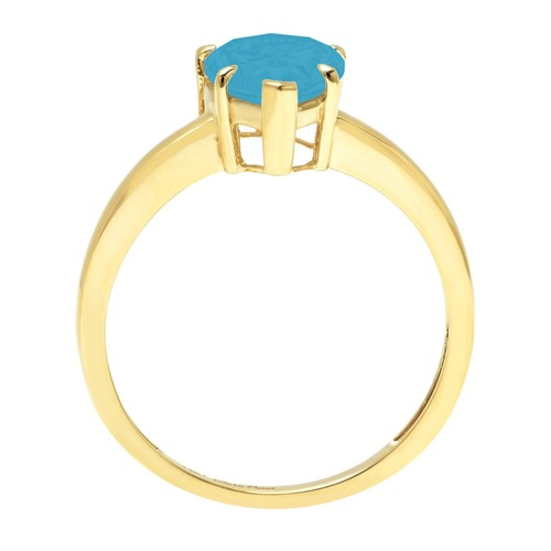 Anillo de compromiso de oro amarillo de 14 quilates con corte de pera de 1,5 tcw anillo de promesa turquesa - Imagen 11 de 11