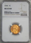 1944 P Lincoln Cent NGC MS65RD Bright Red with Superb Luster, PQ #U485S