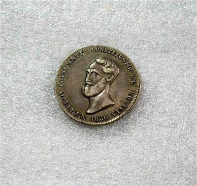 1850 BOLIVIA 4 SOLES PROCLAMATION MEDAL BELZU / HERCULES / DRAGON Rare XF