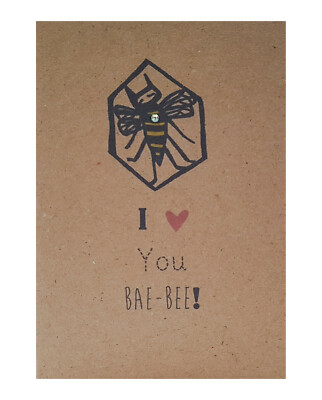 Ich liebe dich, Valentinskarte, Bienenkarte, Biene, Bienen, Bae Biene, Handarbeitskarte, Liebe