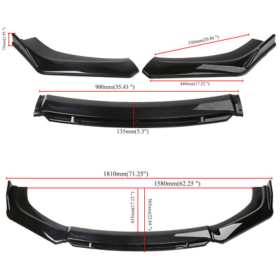 BKM Front Lip, Glossy Black, fits Audi A4/S4 B9.5 2020