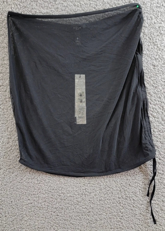Falda cubierta de malla Aqua para mujer M negra cintura elástica cordón lateral izquierdo Foto 2 de 4