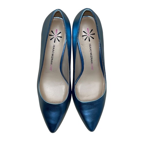 Isaac Mizrahi Live Womens Metallic Blue Leather Pointed Toe Heels Size 7.5M - Picture 6 of 9