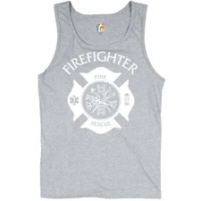 Firefighter Emblem Tank Top Fire and Rescue First Responders Men's Top