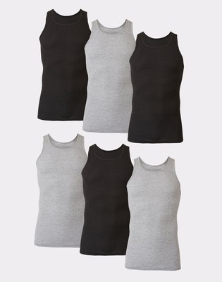 Hanes Tank 6-Pack Ultimate ComfortSoft Dyed Tagless Wicking Cool Comfort Ribbed