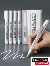 5pcs Letter Graphic White Marker Pen, Waterproof Easy To Use Permanent Marker