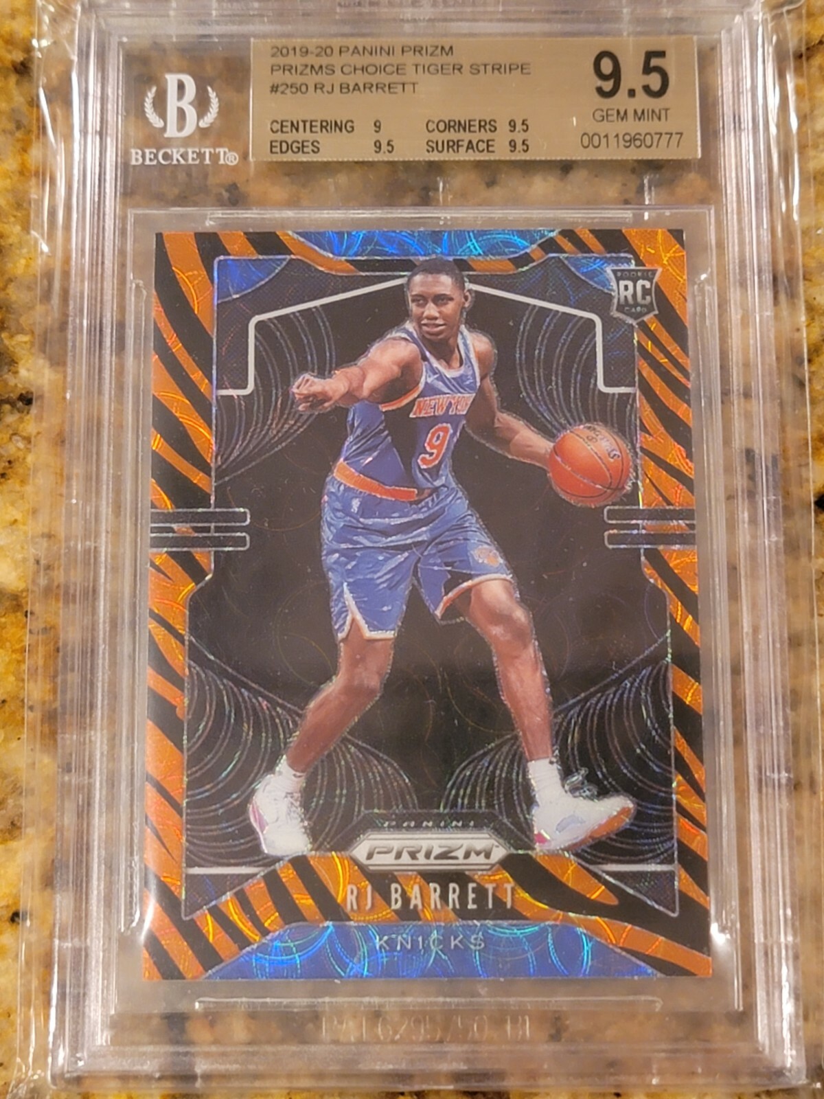 2019-20 Panini Prizm Choice RJ Barrett Tiger Stripe Rookie BGS 9.5