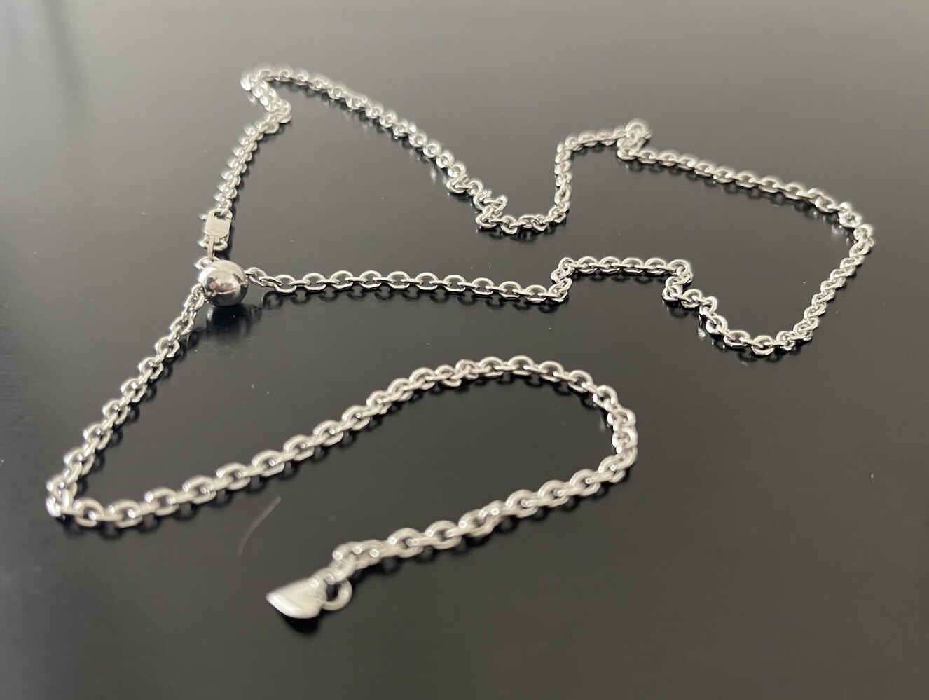 14K Solid White Gold Adjustable Length Necklace 1… - image 5