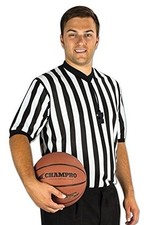 Champro Men Short Sleeve Basketball Wrestling Official Striped Referee Shirt NEW