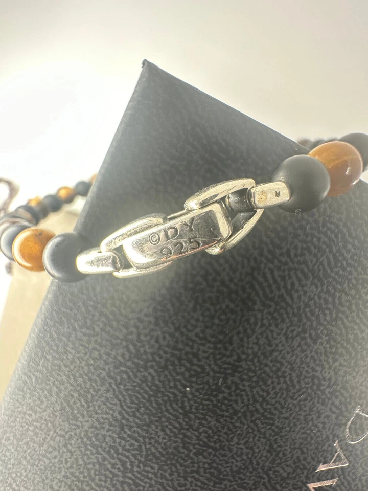 Pulsera Alterna 925 David Yurman Cuentas Espirituales Ónix Negro y Ojo de Tigre Foto 3 de 4