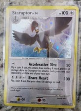Staraptor ERROR HOLO BLEED + SWIRL Cosmos 16/130 Diamond Pearl Pokemon TCG Card