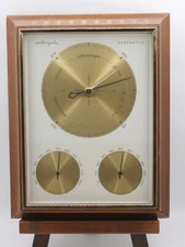 MCM Airguide Barometer Weather Station Temperature Humidity Shadow Box 3 Dials
