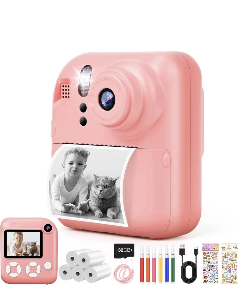 Sofortbildkamera Kinder Rosa Pink mit Bildschirm 48MP/1080P Neu Ovp Yabtf