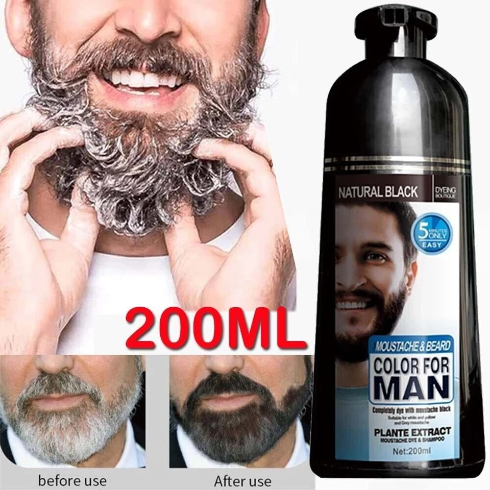 MOKERU,SEVICH 200ml Männer Bart Schnurrbart Natürliche Haarfarbe Shampoo Permanent Black Dye