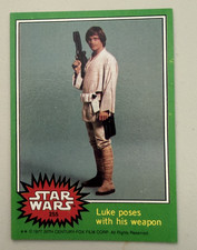 Topps Star Wars Series 4 #255- Luke poses with his weapon! - Mint Sharp Corners!