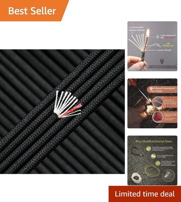 Durable 25ft Black Survival Paracord with Flexibility - Ideal for DIY Projects
