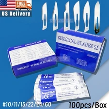 100 Scalpel Blades Carbon Steel Surgical Handle Blade Medical Dental Instruments