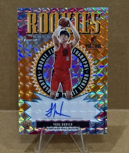 2025-26 Topps Finest Rookies Autographs Yang Hansen /15 RC Orange Geometric SSP