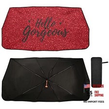 Windshield Sun Shade Auto Hello Gorgeous Red Glitter Sun Visor Sunshades