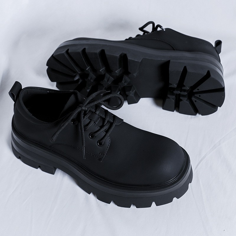 SAOLA Scarpe da uomo grandi punta tonda plateau pelle stringate casual derby business party