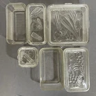 Vintage Set 10 Federation Glass Ribbed Refrigerator Dishes, 6 Containers 4 Lids