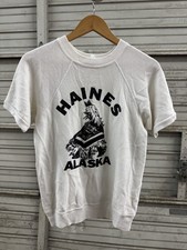 60s-70s Haines Alaska Reverse Weave Sweatshirt Short Sleeve Small Made In USA