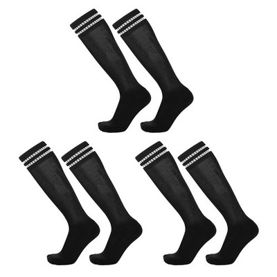 3 Pairs Kinder Schwarze Lange Fußballsocken, Kniehohe Fußball Socken Rugby Ba...