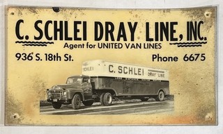 Vintage Sign Advertisement | C. Schlei Dray Line Manitowoc Wisconsin | Laminated
