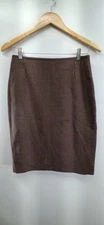 Pencil Skirt Womens 6 Brown Polka Dot Wool Blend Pleated Office Modest Lined