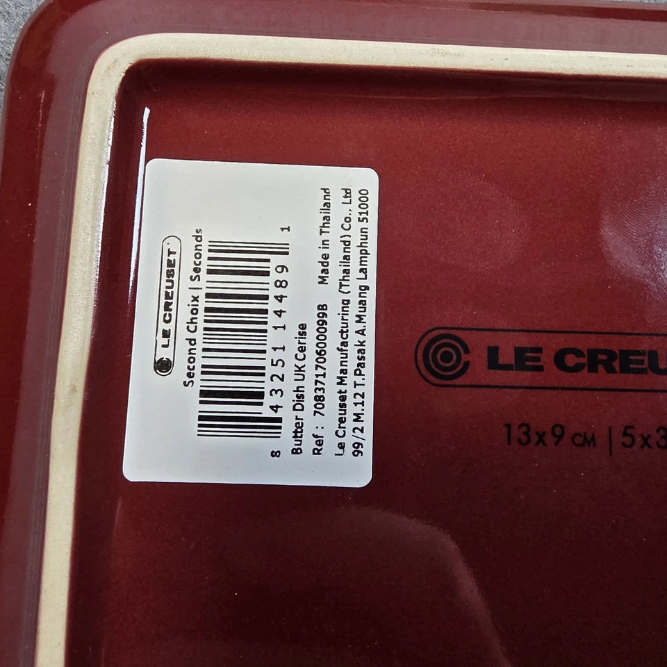 Le Creuset European Style *Cerise* Butter Dish With Lid 5x3.5 Red  - Image 3 of 4