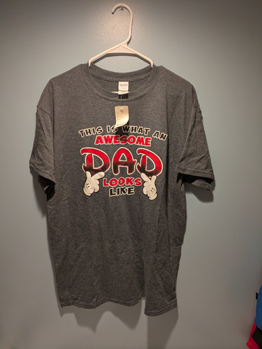 Disney Awesome Dad Looks Like T Shirt Gildan Size L Mickey Hands