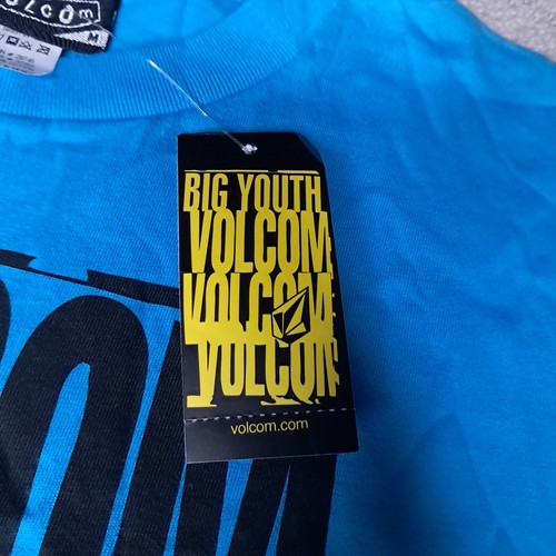 Vintage Y2K Volcom T-shirt Youth Medium Blue "Sloppy Slack SS" Big Spellout Logo - Picture 7 of 10