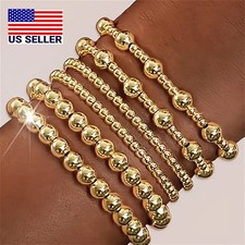 Gold Beaded Stretch Bracelet Set 6 PCS Women s Stackable Layered U