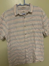 Marine Layer Shirt Mens Large Striped Button Up Short Sleeve 100% Cotton